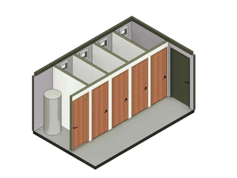 16ft x 10ft 4-Cubicle Antivandal Shower Cabin