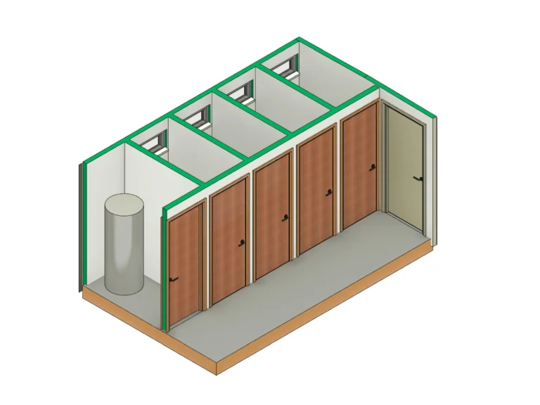 16ft x 10ft 4-Cubicle Jackleg Shower Cabin