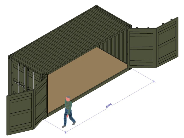 20ft side-opening storage container with doors open