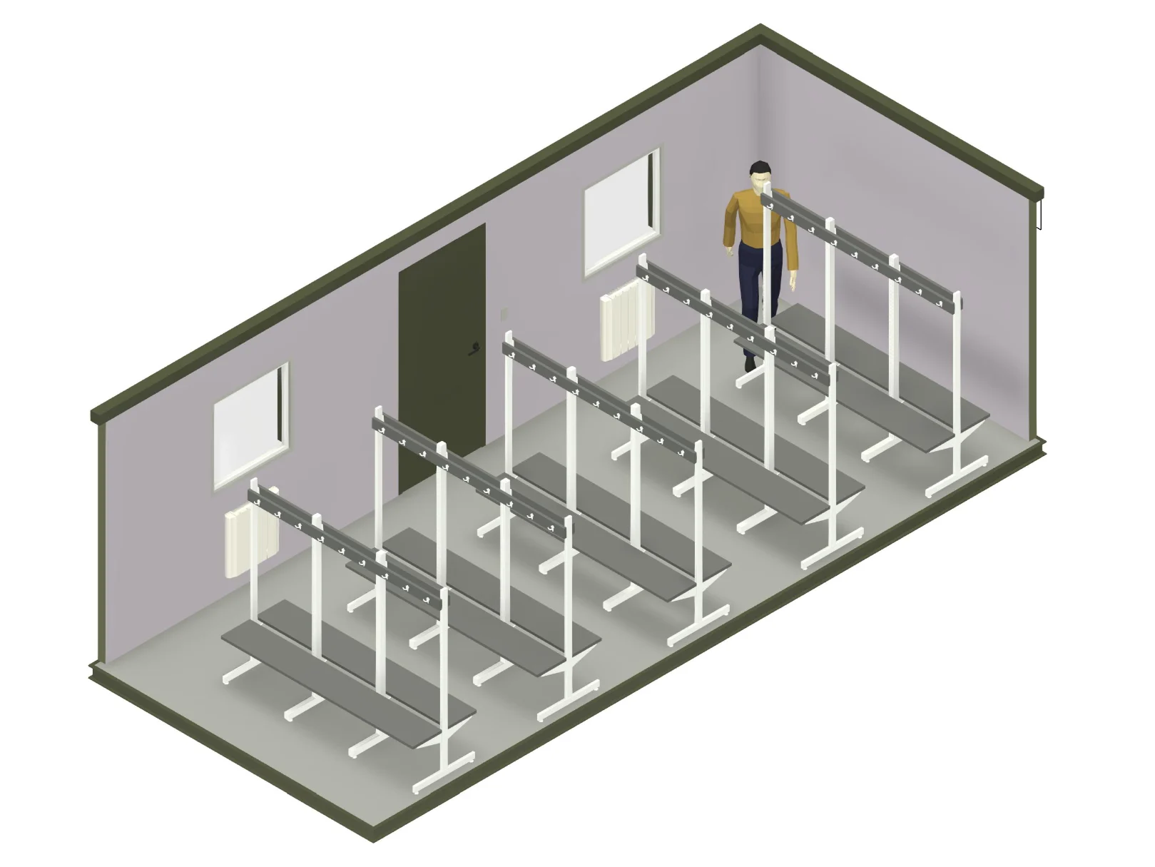 24ft x 10ft Antivandal Drying Room - Side Wall