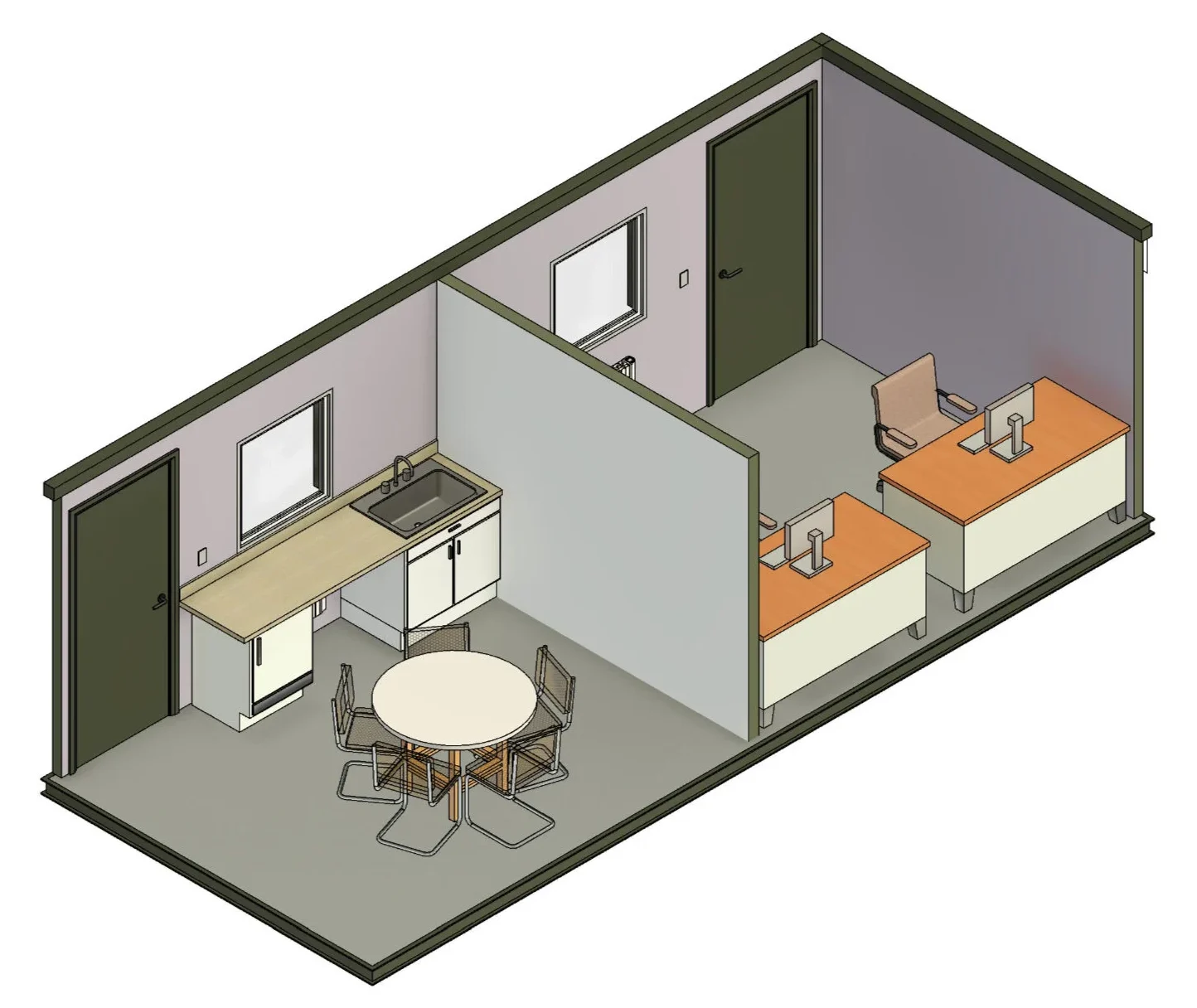 Split cabin layout