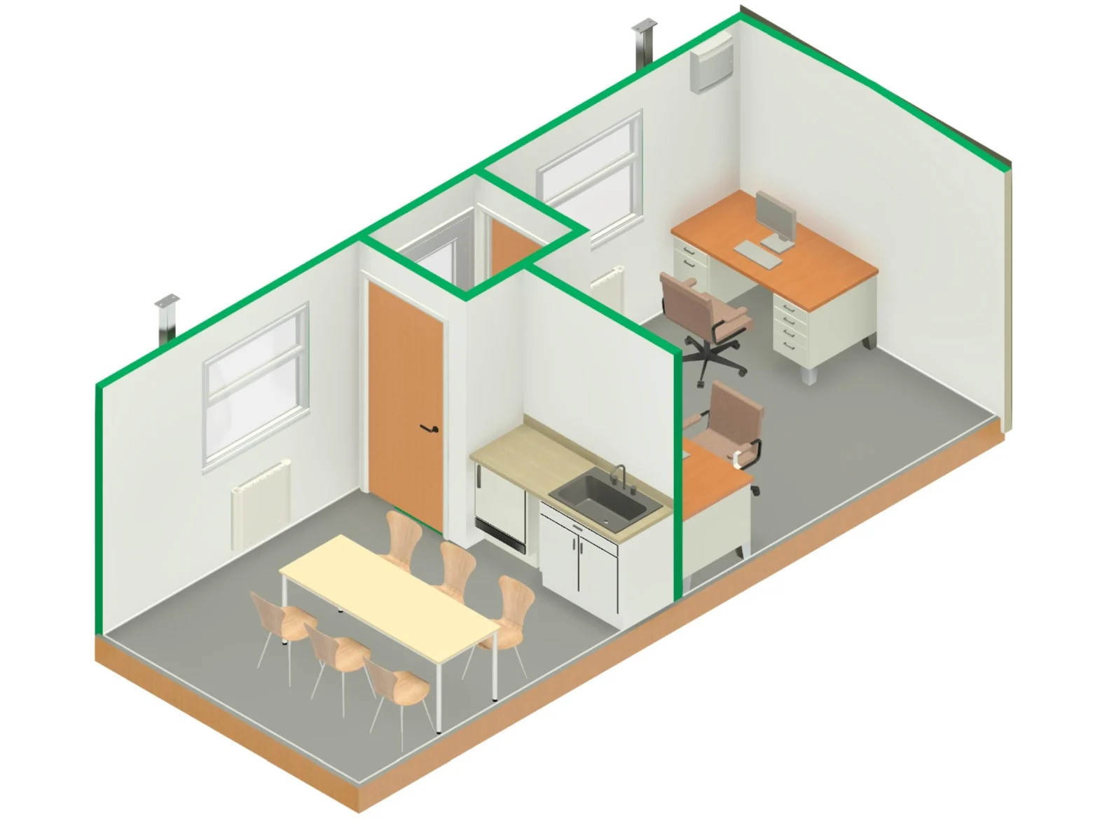 Split cabin layout