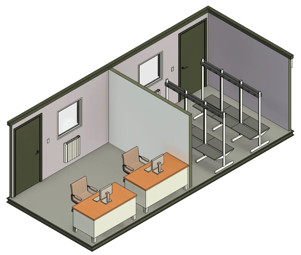 24ft x 10ft Antivandal Split - Drying Room & Office