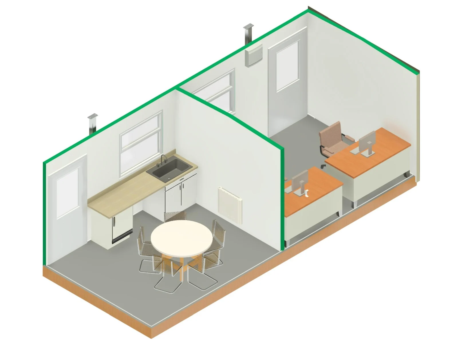 24ft x 10ft Jackleg Split - Canteen & Office