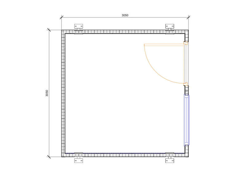 10ft x 10ft Jackleg Open Plan floor plan