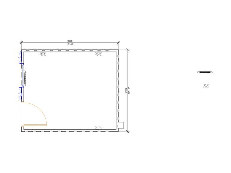 12ft x 10ft Antivandal Open Plan floor plan