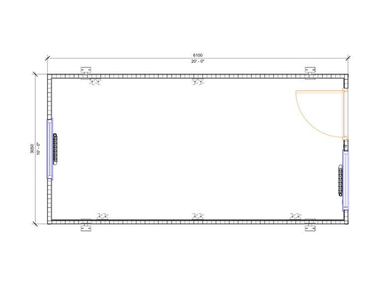 20ft x 10ft Jackleg Open Plan - Apex Roof floor plan