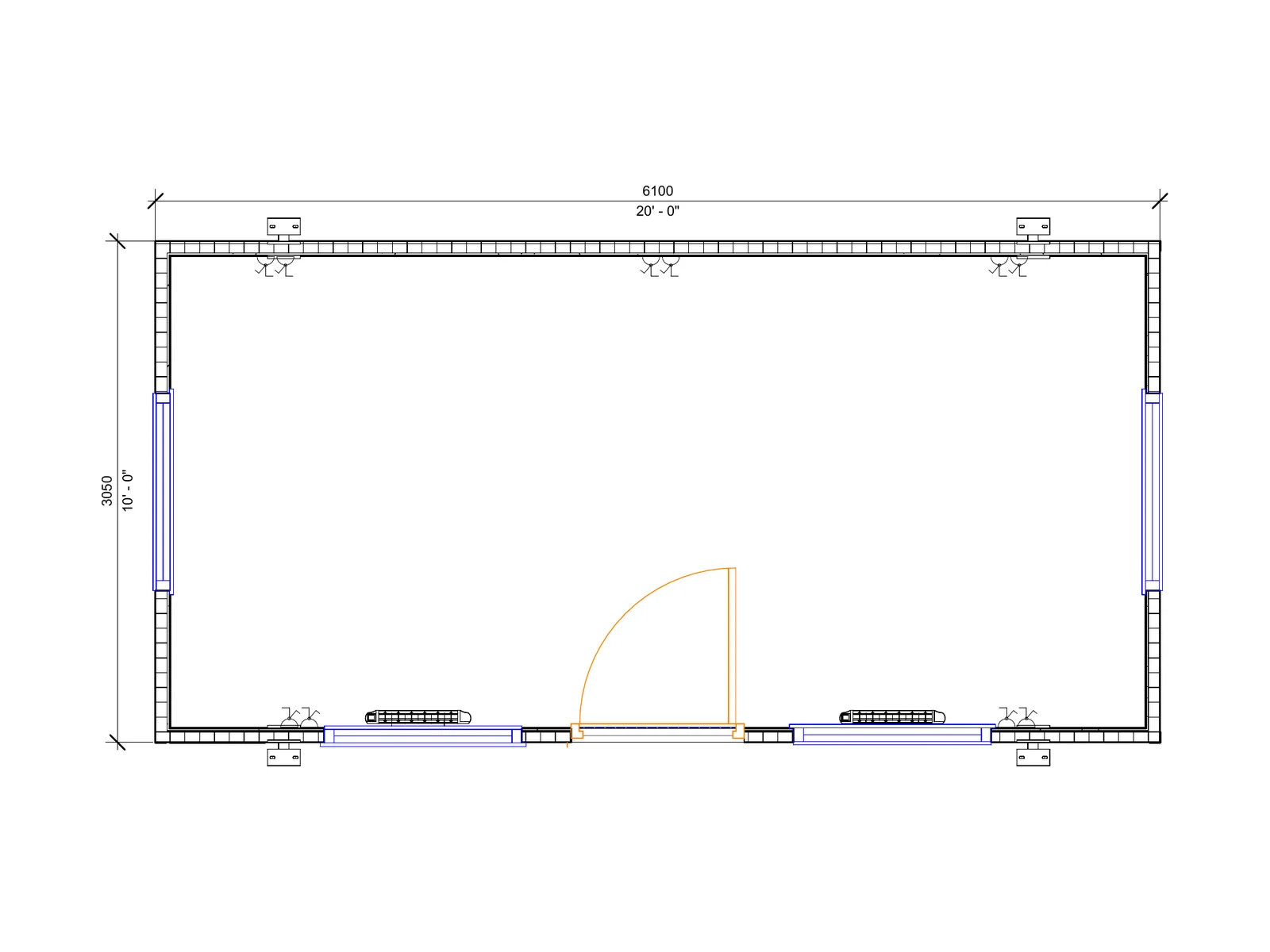 20ft x 10ft Jackleg Open Plan - Side Wall