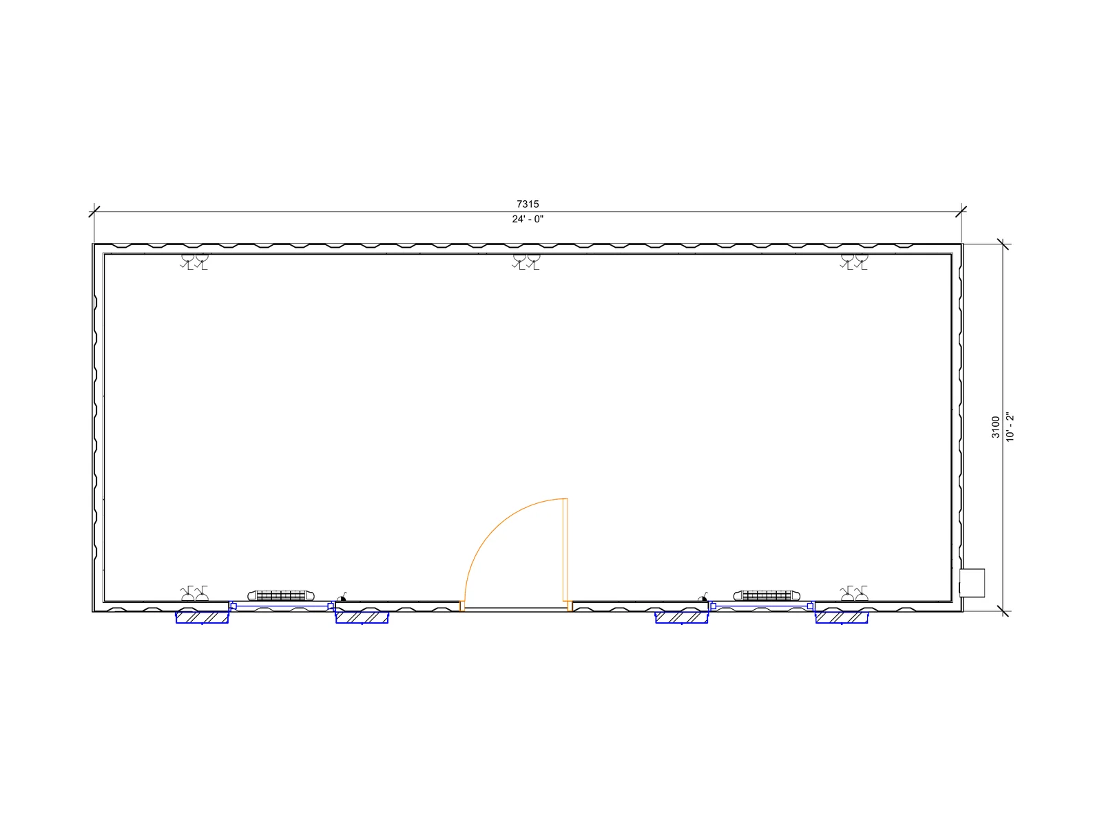 24ft x 10ft Antivandal Open Plan - Side Wall