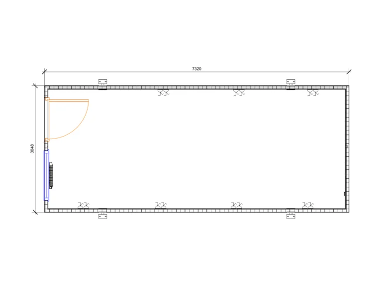 24ft x 10ft Jackleg Open Plan - Apex Roof floor plan