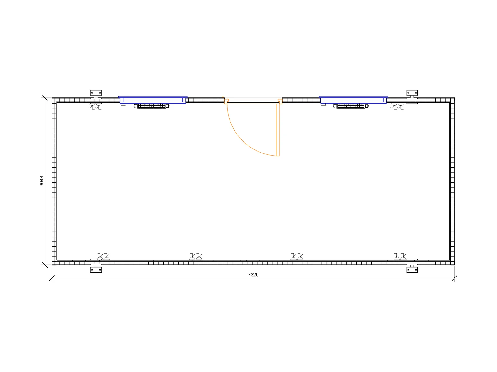 24ft x 10ft Jackleg Open Plan - Side Wall