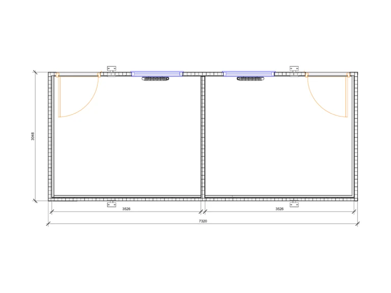 24ft x 10ft Jackleg Open Plan Split - Apex Roof floor plan