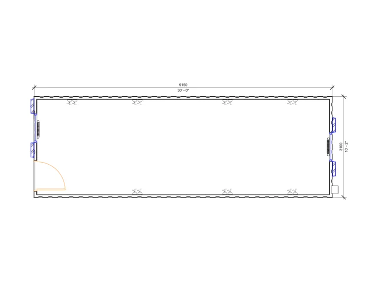 30ft x 10ft Antivandal Open Plan floor plan