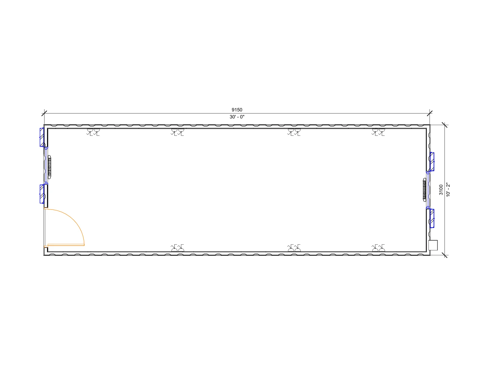 30ft x 10ft Antivandal Open Plan