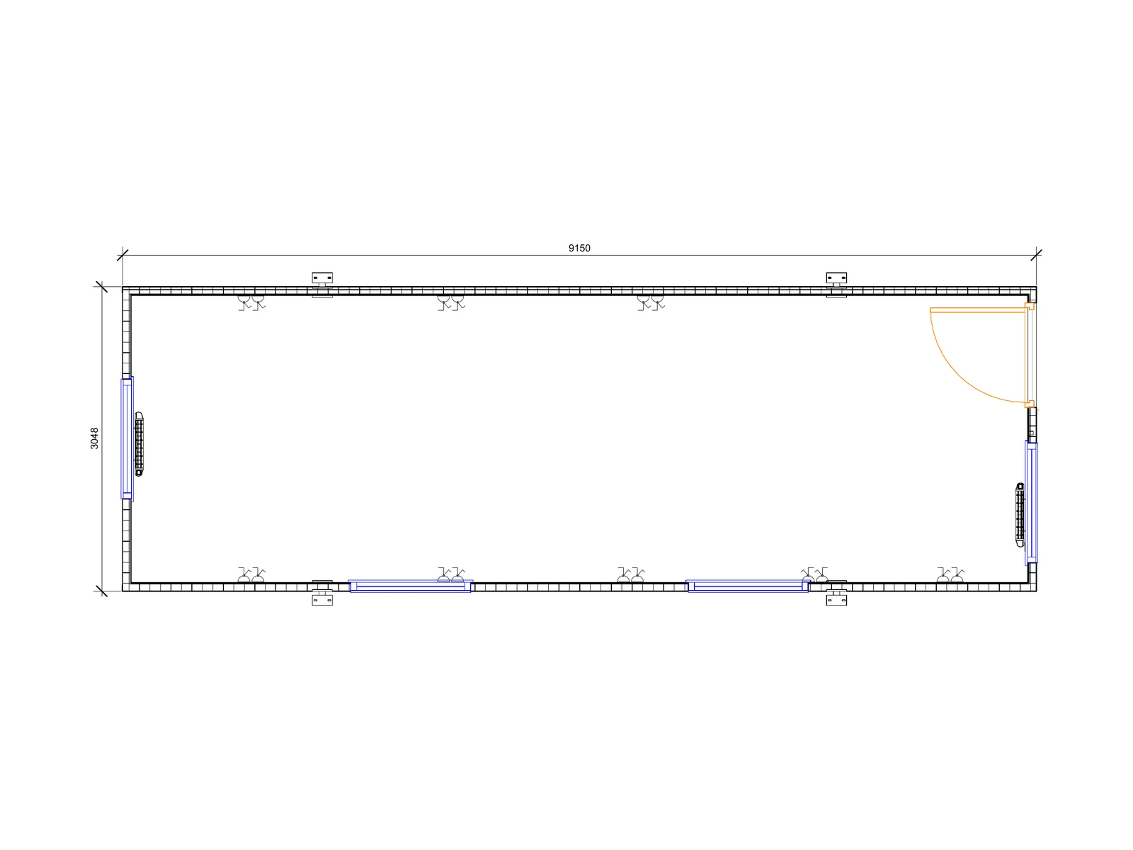 30ft x 10ft Jackleg Open Plan