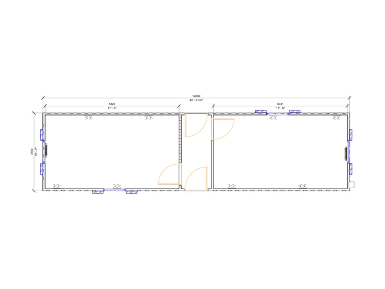 40ft x 10ft Antivandal Open Plan Split - Lobby floor plan