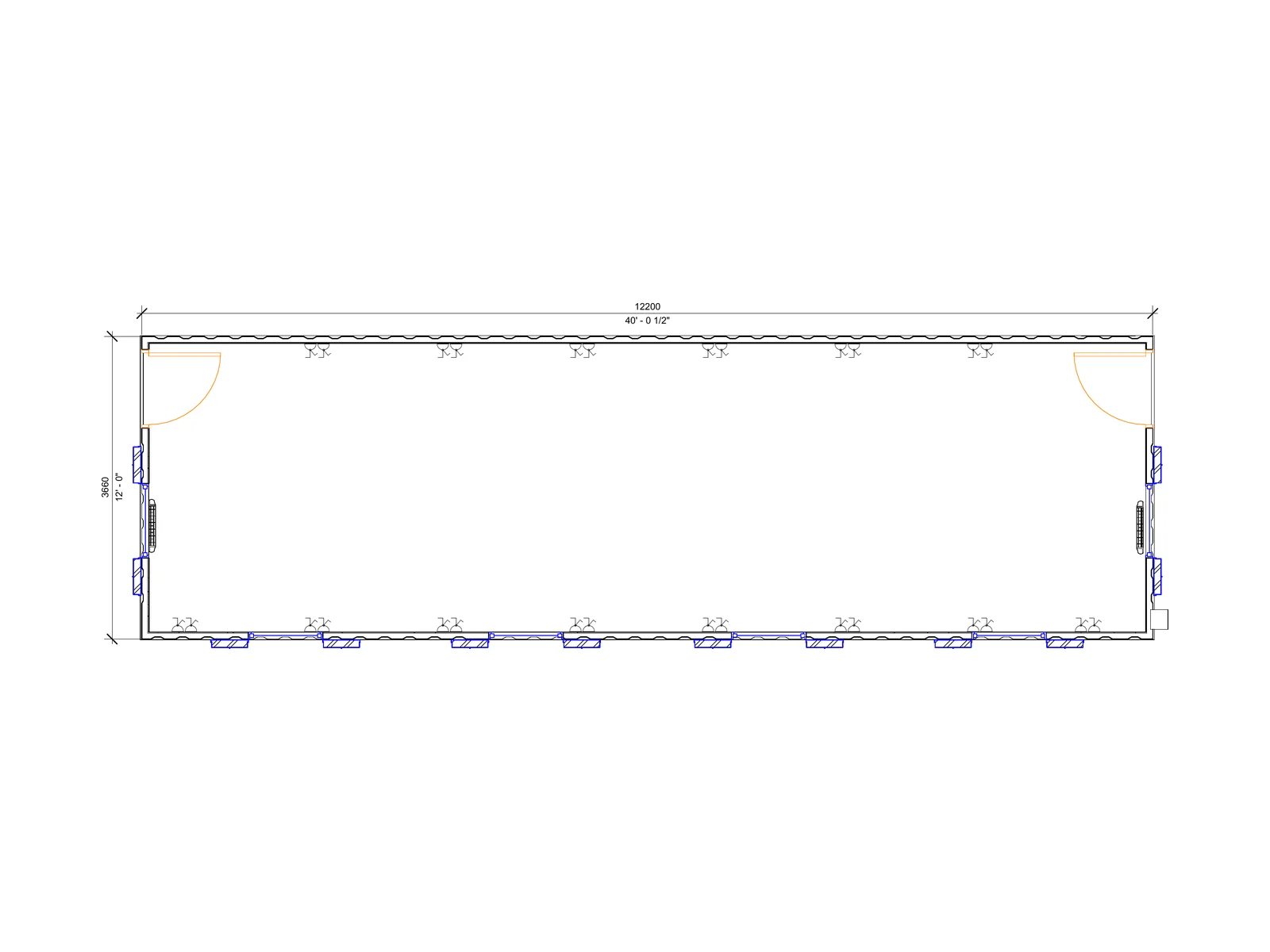 40ft x 12ft Antivandal Open Plan