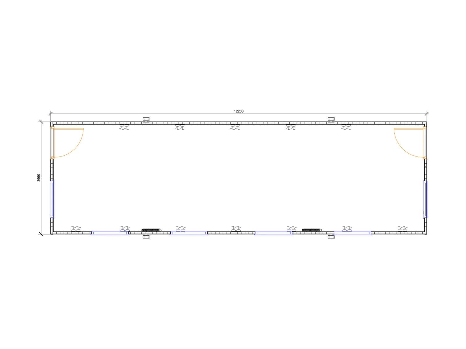 40ft x 12ft Jackleg Open Plan